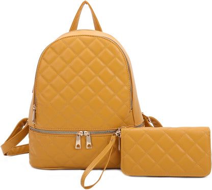 QUILTED STYLE BACKPACK & WALLET SET