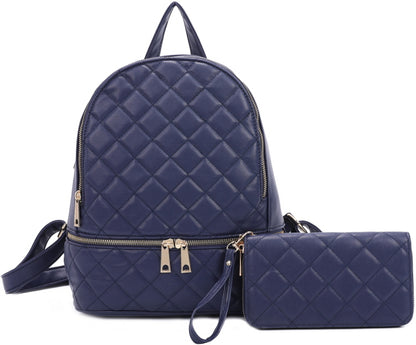 QUILTED STYLE BACKPACK & WALLET SET