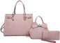 3-PIECE SMOOTH PLAIN TOTE BAG WITH MINI BAG AND CLUTCH SET