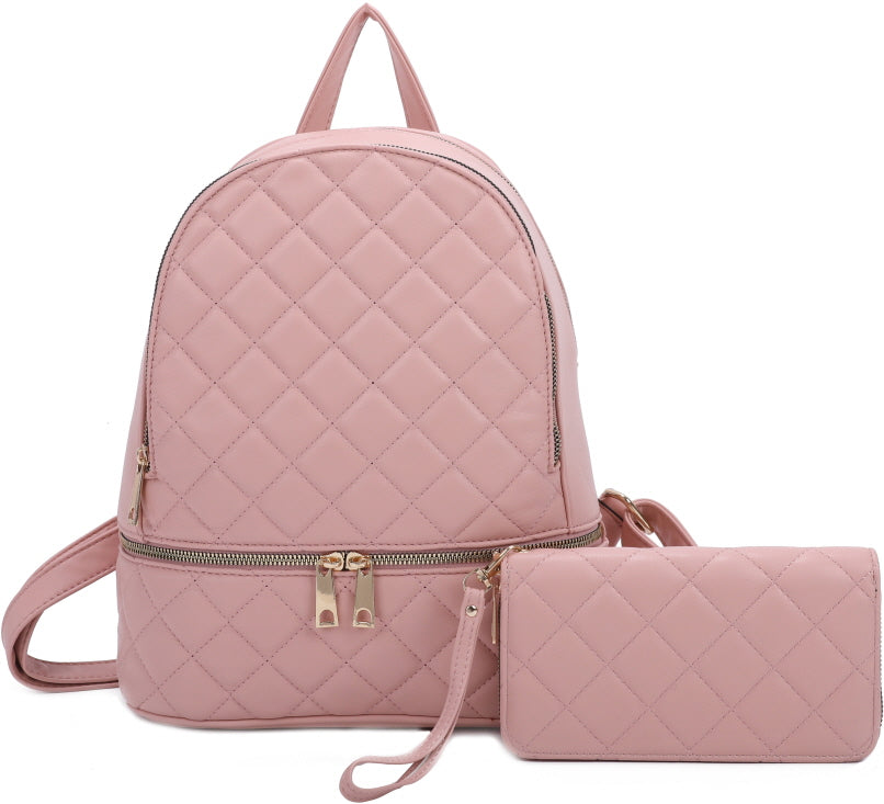 QUILTED STYLE BACKPACK & WALLET SET