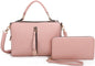 2 PIECE FASHION ZIPPER BOXY SATCHEL SET