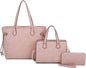 3-PIECE PLAIN TOTE BAG WITH BAG AND WALLET SET