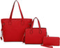 3-PIECE PLAIN TOTE BAG WITH BAG AND WALLET SET