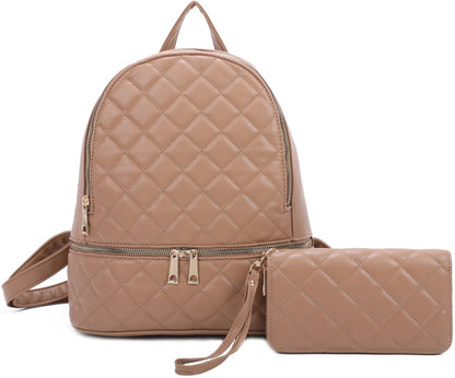 QUILTED STYLE BACKPACK & WALLET SET