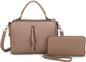 2 PIECE FASHION ZIPPER BOXY SATCHEL SET