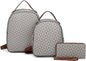 3-PIECE TRIANGLE MONOGRAM PLAIN BACKPACK WITH MATCHING BAG