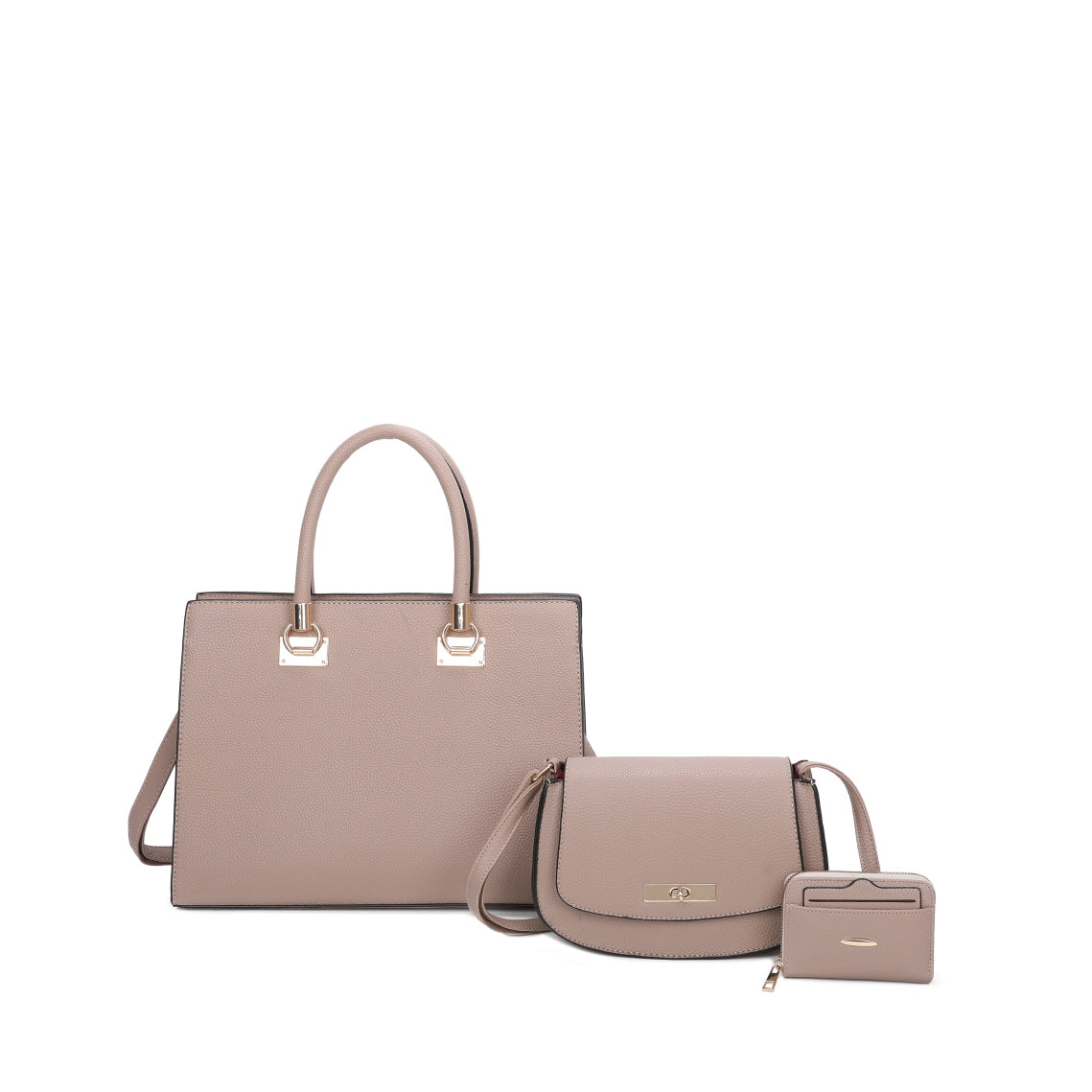 3 IN 1 PEBBLED BOXY SATCHEL SET