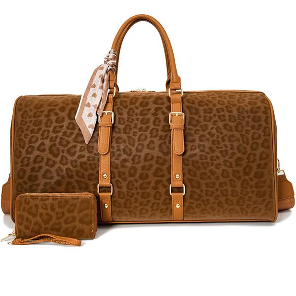 LEO25531-M2 Soft Leopard Print Fashion Travel Bag Set special for winter