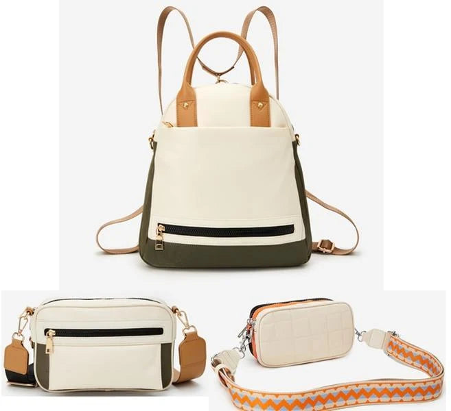 Cloth Bags Bundle 2: One Backpack + One Medium Size Crossbody Bag + One Small Size Crossbody Bag