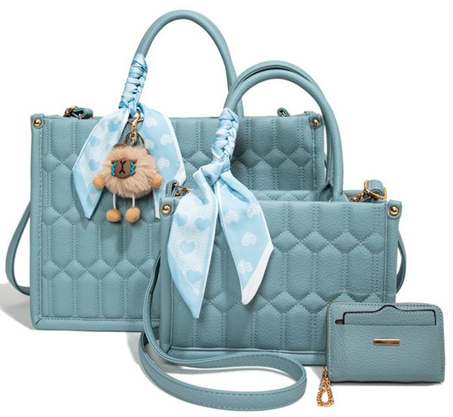 PU25528-T3 Warm Summer Women's Fashion Handbag Wallet Tote Bag Set 4pcs（New）