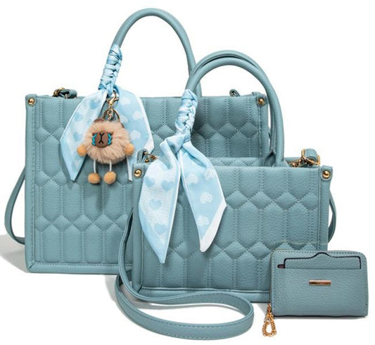 PU25528-T3 Warm Summer Women's Fashion Handbag Wallet Tote Bag Set 4pcs（New）