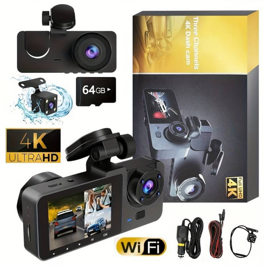 4K Full UHD 3-Channel Car Dash Camera