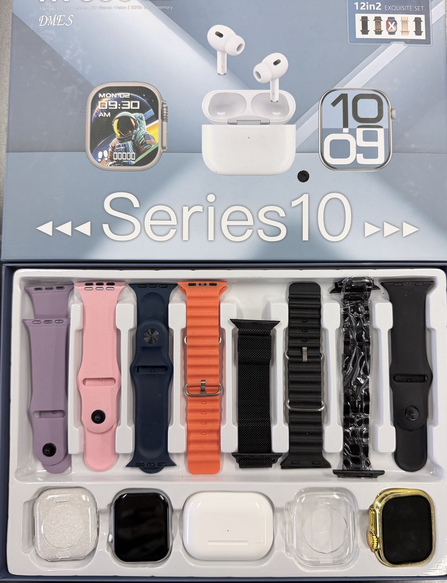 DMES H7000 Earphone Set Series 10 Contains 2 Smart (Gold & Silver) Watches NOT APPLE