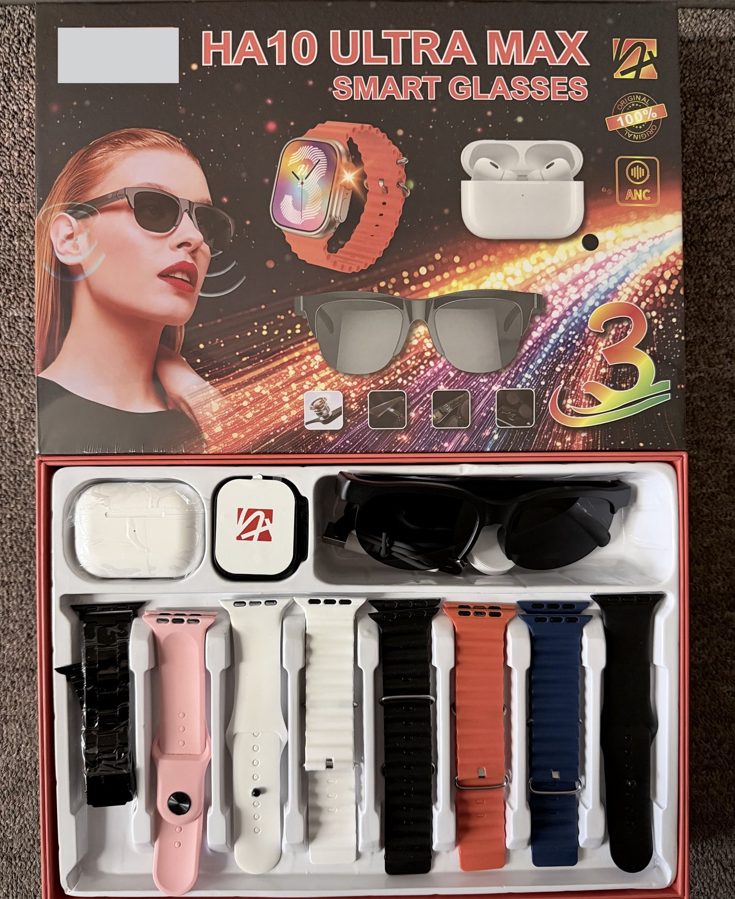 HA10 Ultra Max Smart Glasses w/ Watch & Earbuds